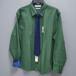 Nick Graham Stretch Modern Fit Dress Shirt Tie Set Mens 2XL-XL Mosaic Dot Preppy